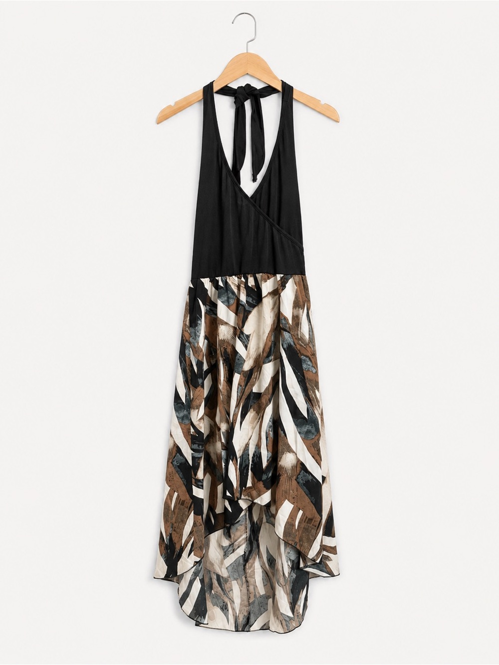 SHEIN Women’s M Abstract Print Halter High Low Maxi Dress Open Back